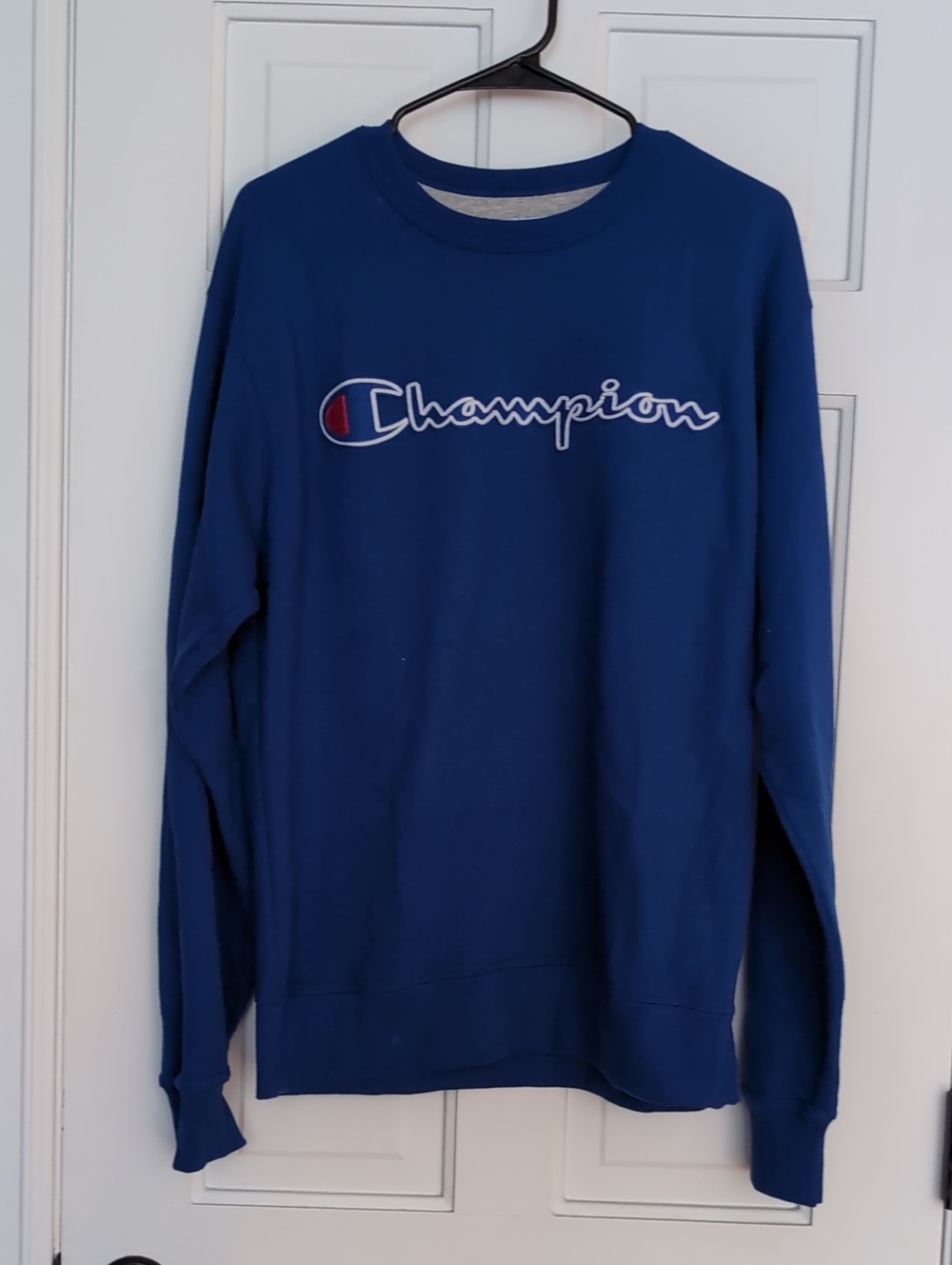 Champion Men's Crewneck Sweatshirt in Royal Blue with Script Logo